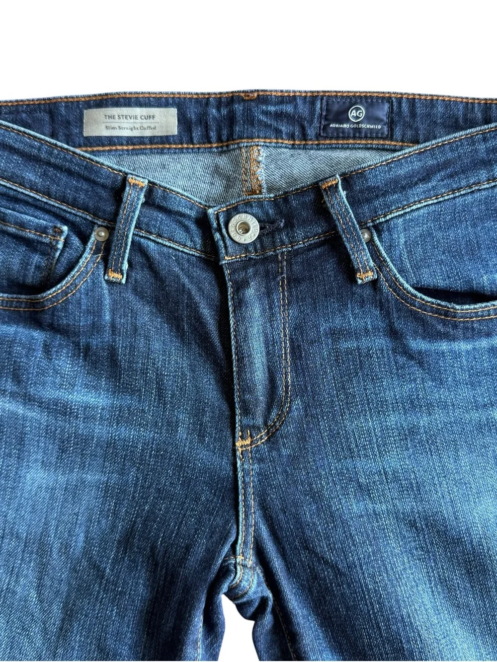 AG Adriano Goldschmied Stevie Cuffed Jeans Women’s 27 Slim Straight Crop Dark